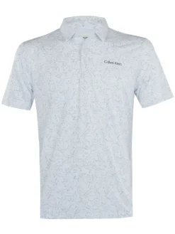 Calvin Klein Abstract Watercolour Printed Polo Shirt - White
