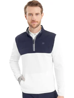 Calvin Klein Atlantic Hybrid Half Zip - White/Navy