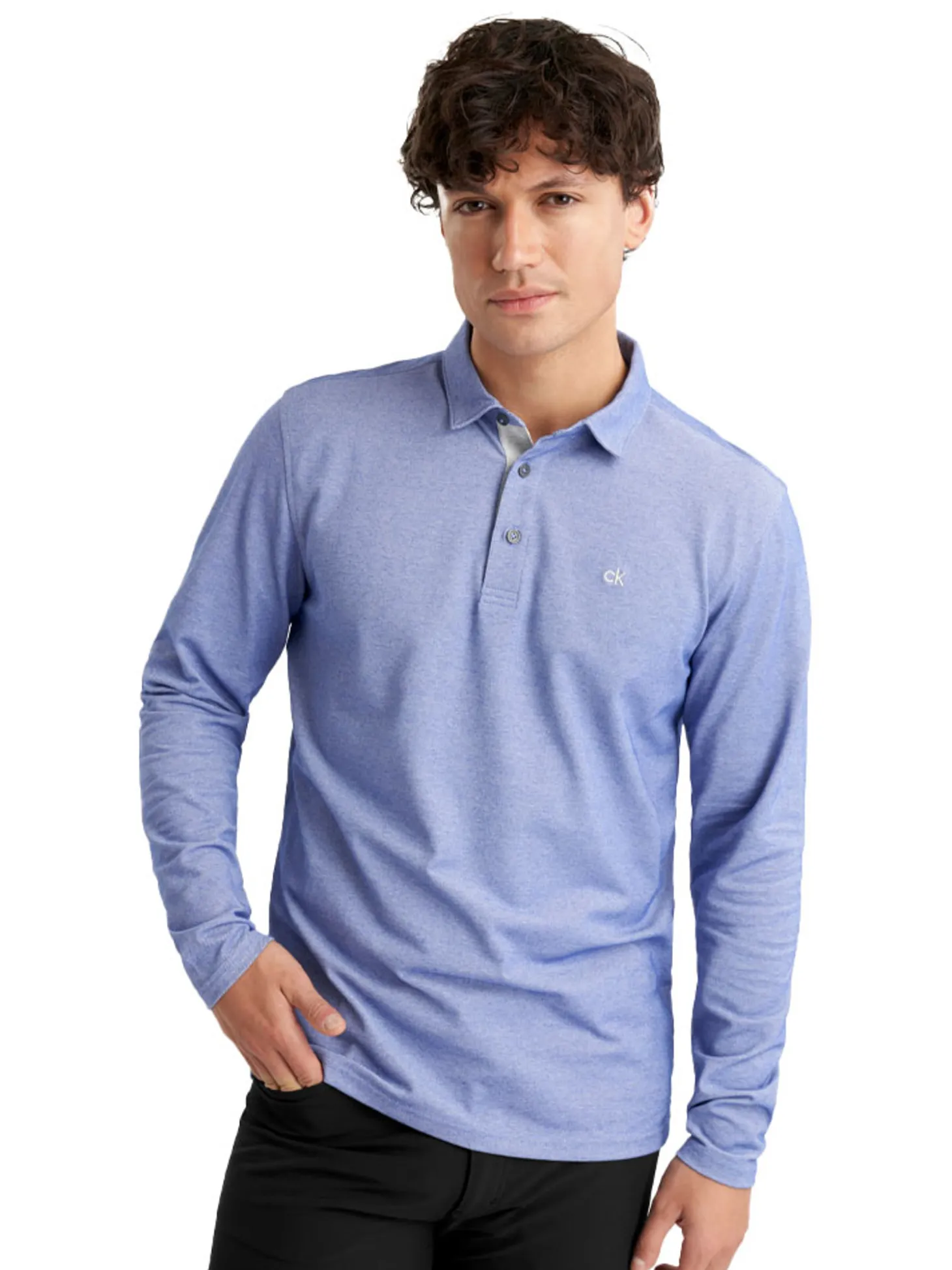 Calvin Klein Bayard Long Sleeve Polo - French Blue