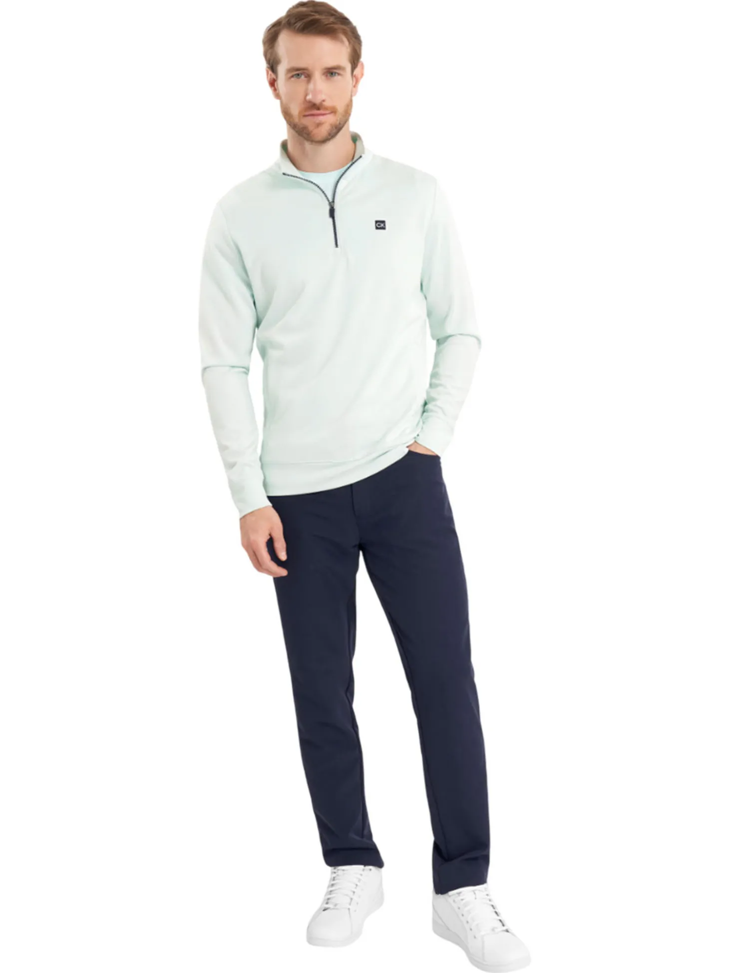 Calvin Klein Concord Half Zip Sweater - Light Jade