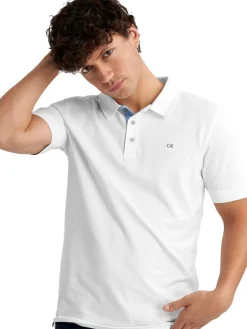 Calvin Klein Cotton Blend Quad Polo - White