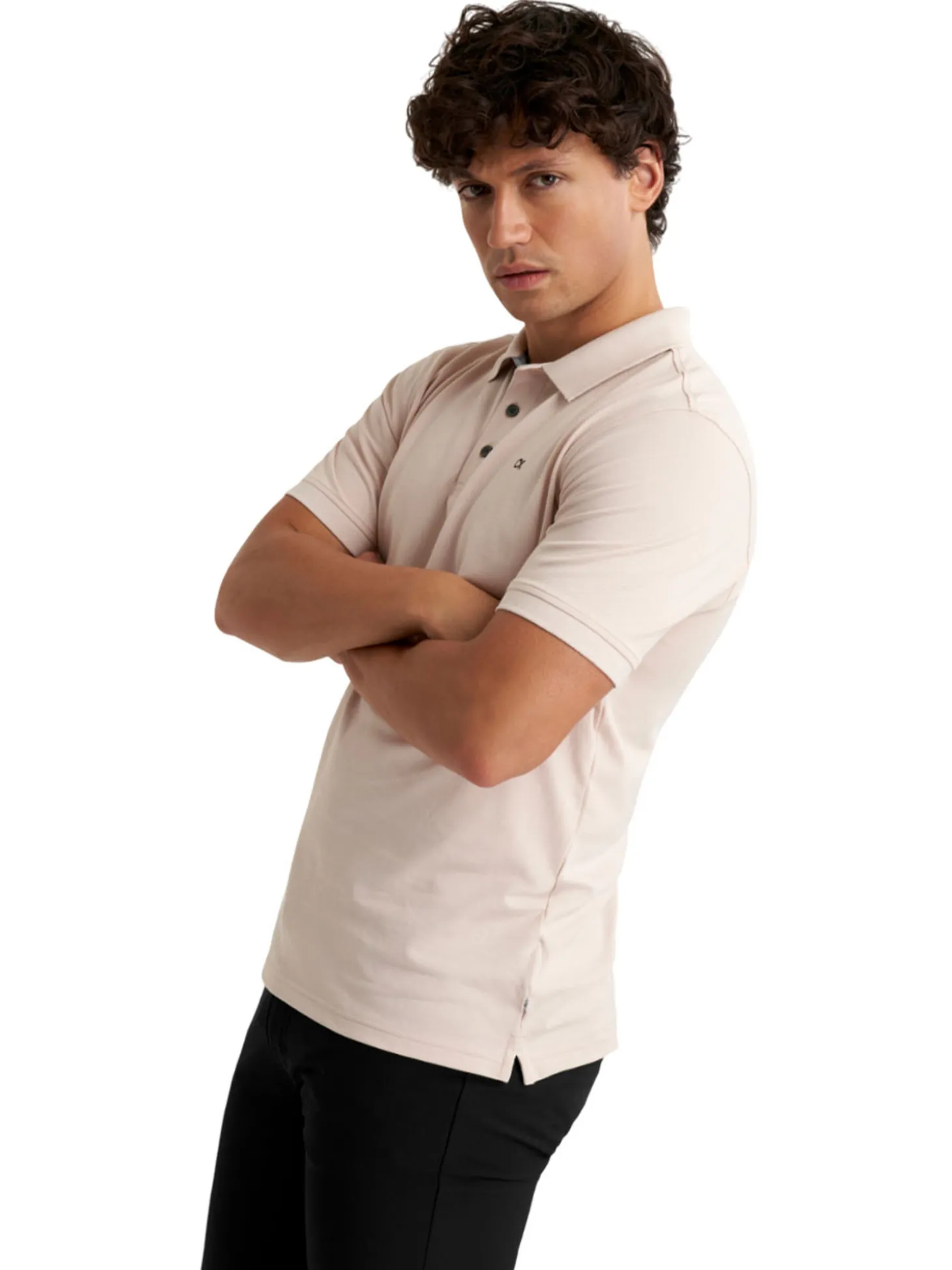 Calvin Klein Cotton Blend Quad Polo - Stone
