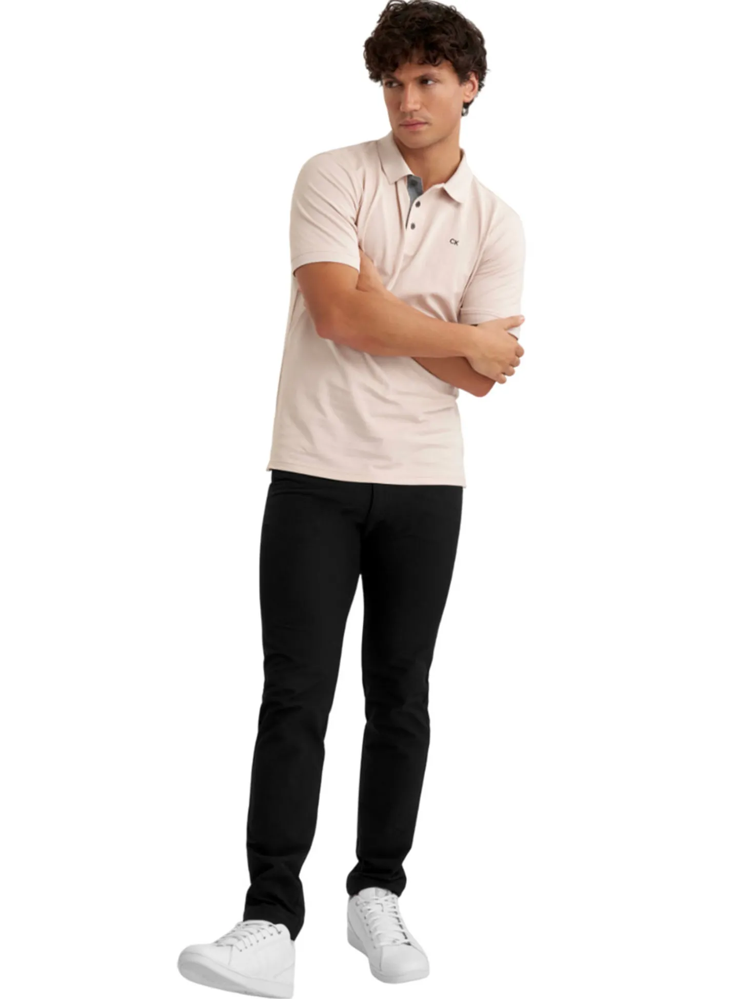 Calvin Klein Cotton Blend Quad Polo - Stone