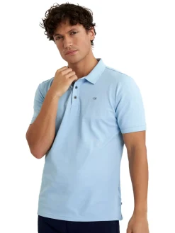 Calvin Klein Cotton Blend Quad Polo - Sky Blue