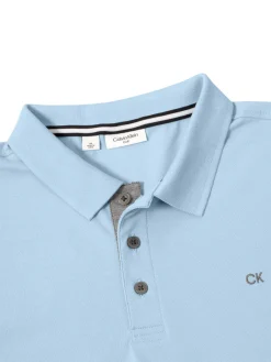 Calvin Klein Cotton Blend Quad Polo - Sky Blue