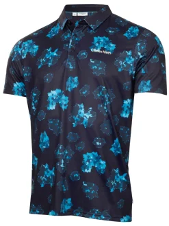 Calvin Klein Cyber Floral Print Polo Shirt - Navy