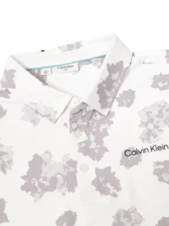 Calvin Klein Cyber Floral Print Polo Shirt - White