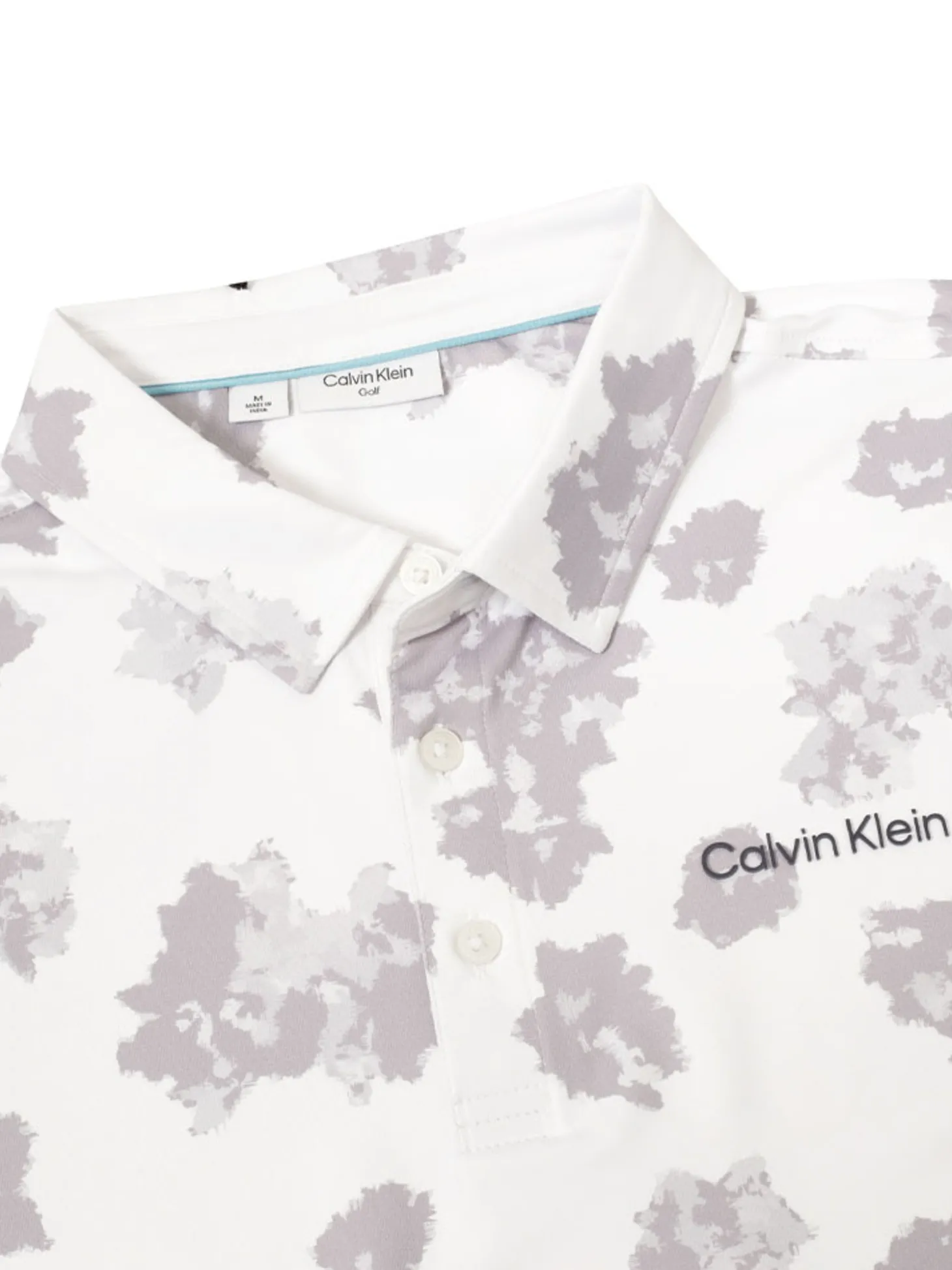 Calvin Klein Cyber Floral Print Polo Shirt - White