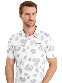 Calvin Klein Cyber Floral Print Polo Shirt - White