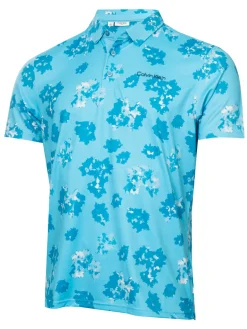 Calvin Klein Cyber Floral Print Polo Shirt - Aquarius
