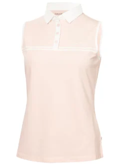 Calvin Klein Womens Bellevue Sleeveless Polo Shirt - Shell Pink