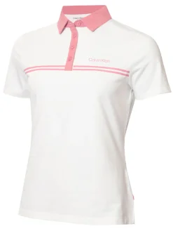 Calvin Klein Womens Bellevue Polo Shirt - White/Powder Pink