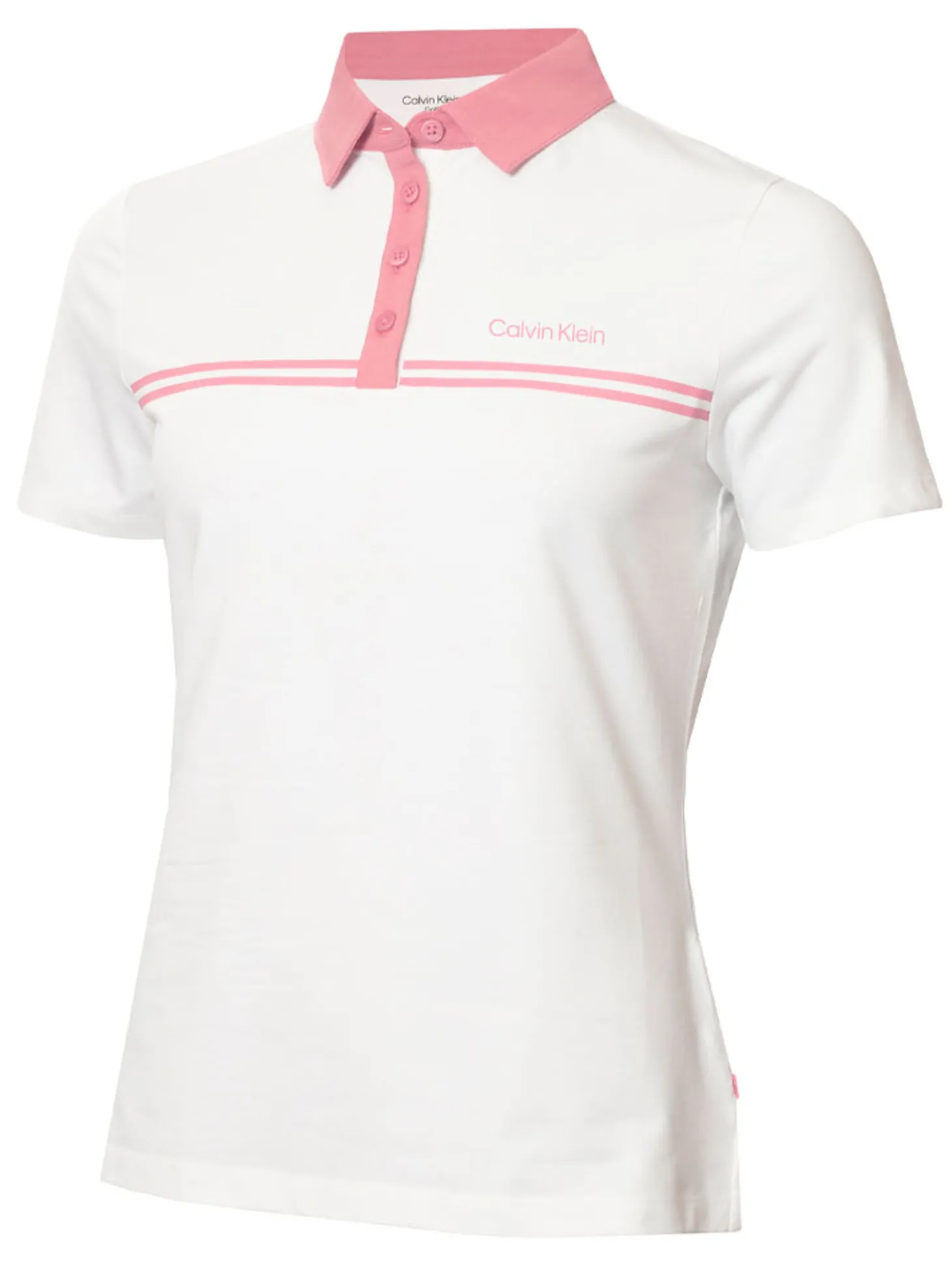 Calvin Klein Womens Bellevue Polo Shirt - White/Powder Pink