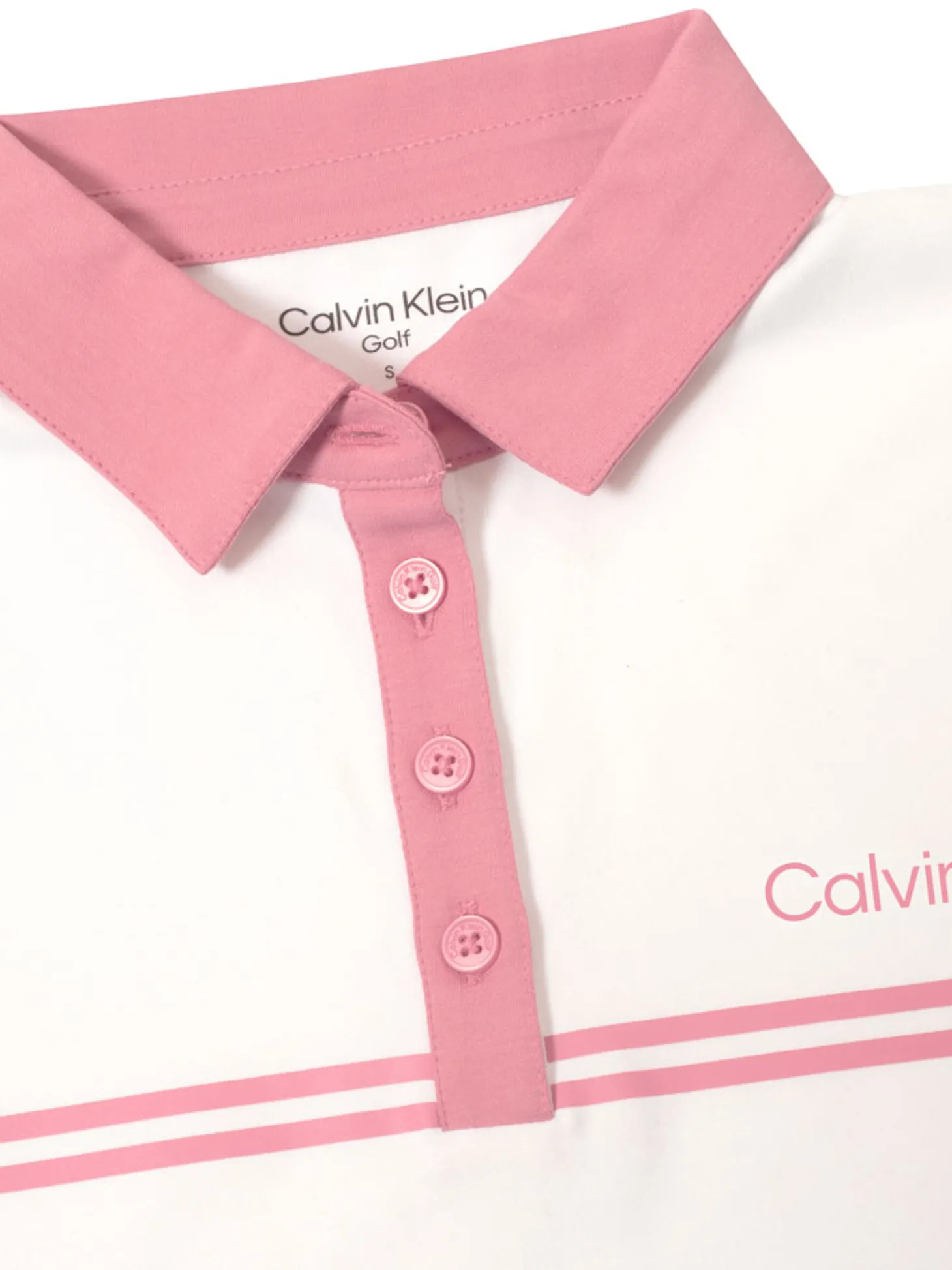 Calvin Klein Womens Bellevue Polo Shirt - White/Powder Pink