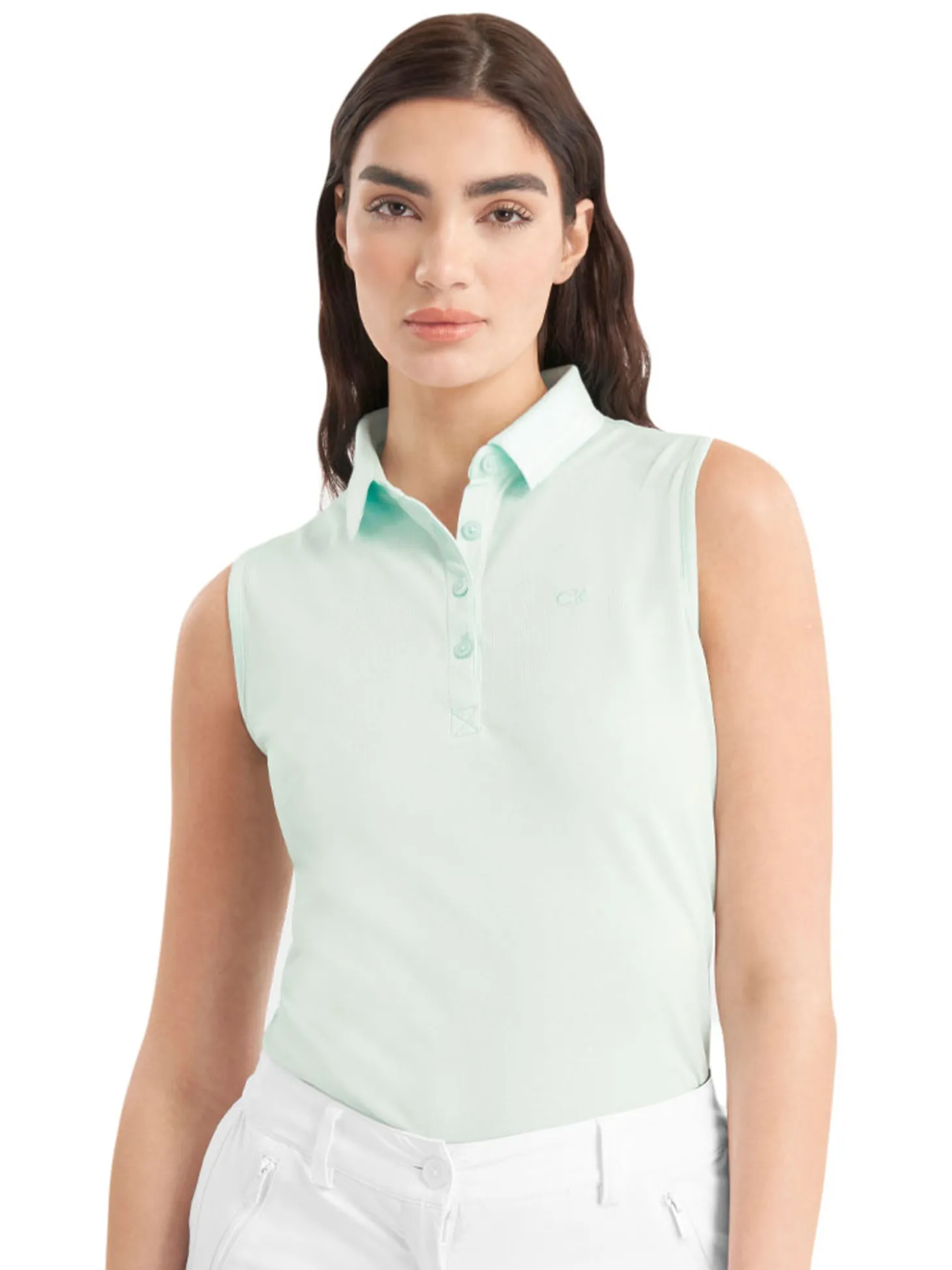 Calvin Klein Womens Brightmeadow Sleeveless Polo Shirt - Light Jade