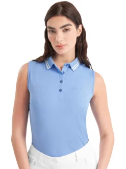 Calvin Klein Womens Brightmeadow Sleeveless Polo Shirt - Cornflower Blue