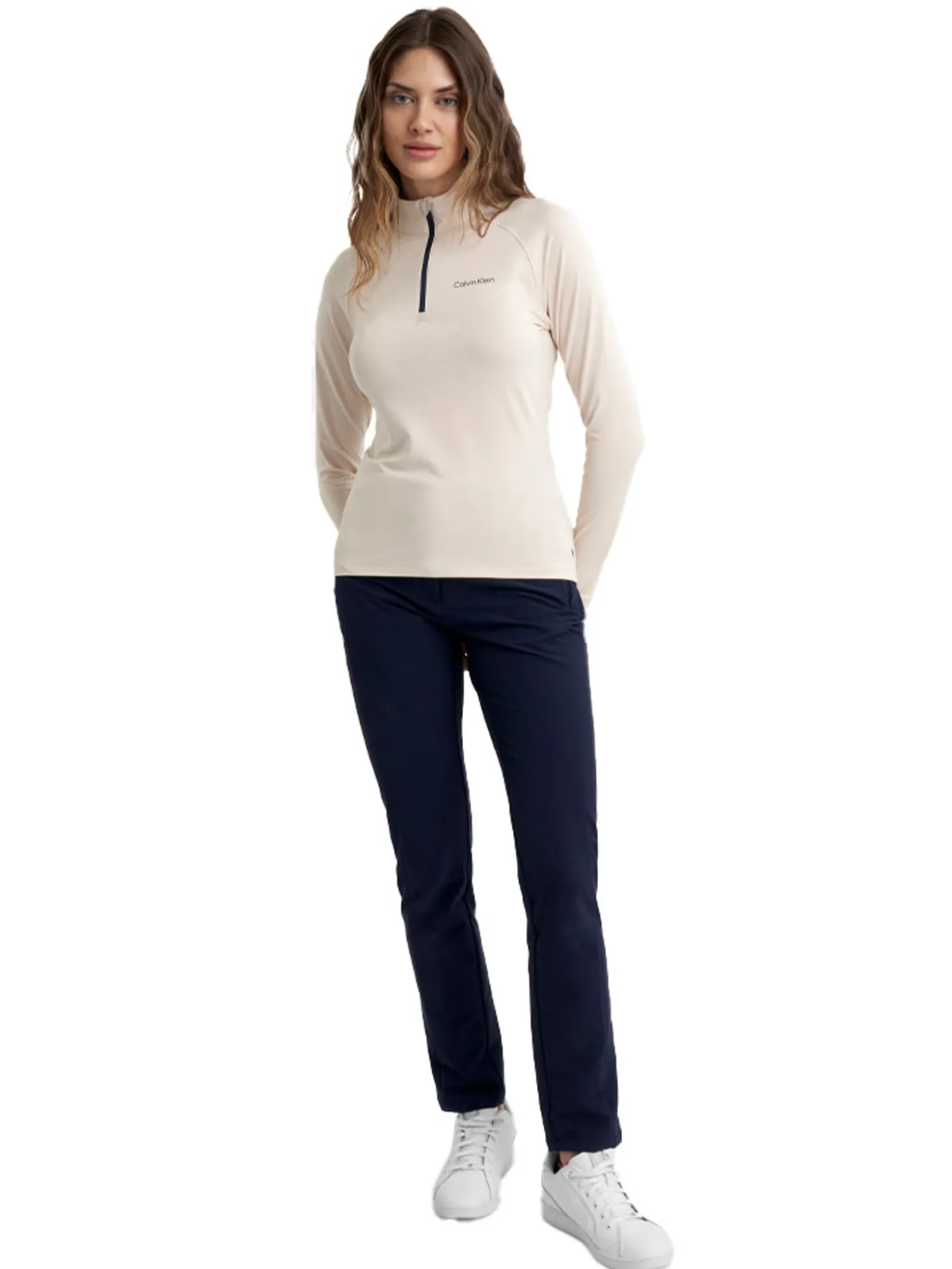 Calvin Klein Womens Dakota Quarter Zip Top - Tapioca