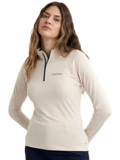 Calvin Klein Womens Dakota Quarter Zip Top - Tapioca