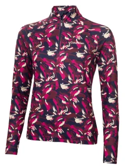 Calvin Klein Womens Dakota Quarter Zip Top - Brushstroke Print