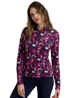 Calvin Klein Womens Dakota Quarter Zip Top - Brushstroke Print