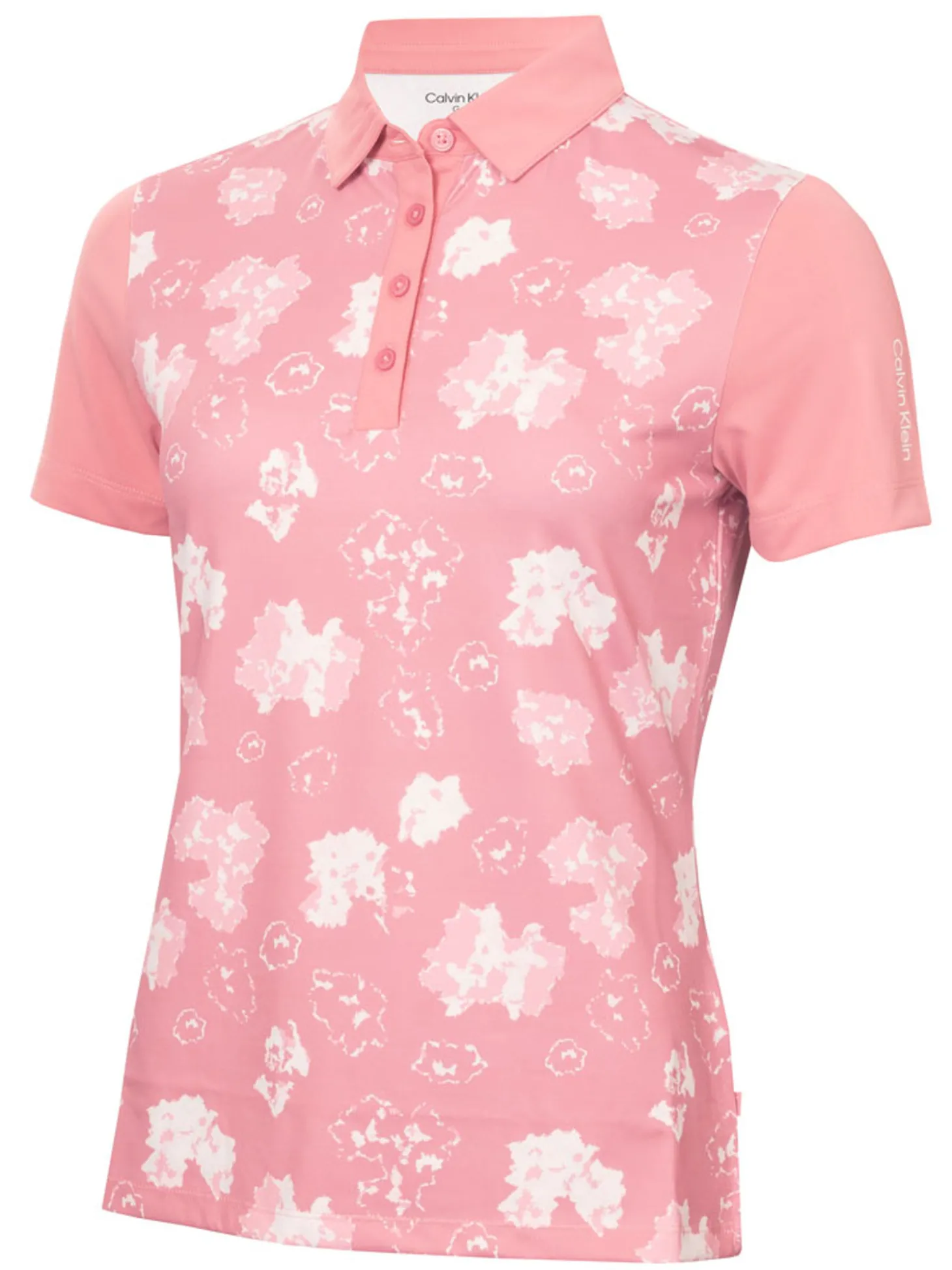 Calvin Klein Womens Harmony Printed Polo Shirt - Powder Pink