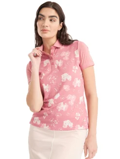 Calvin Klein Womens Harmony Printed Polo Shirt - Powder Pink