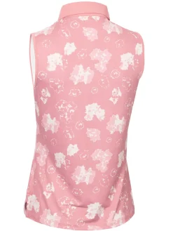 Calvin Klein Womens Harmony Printed Sleeveless Polo Shirt - Powder Pink