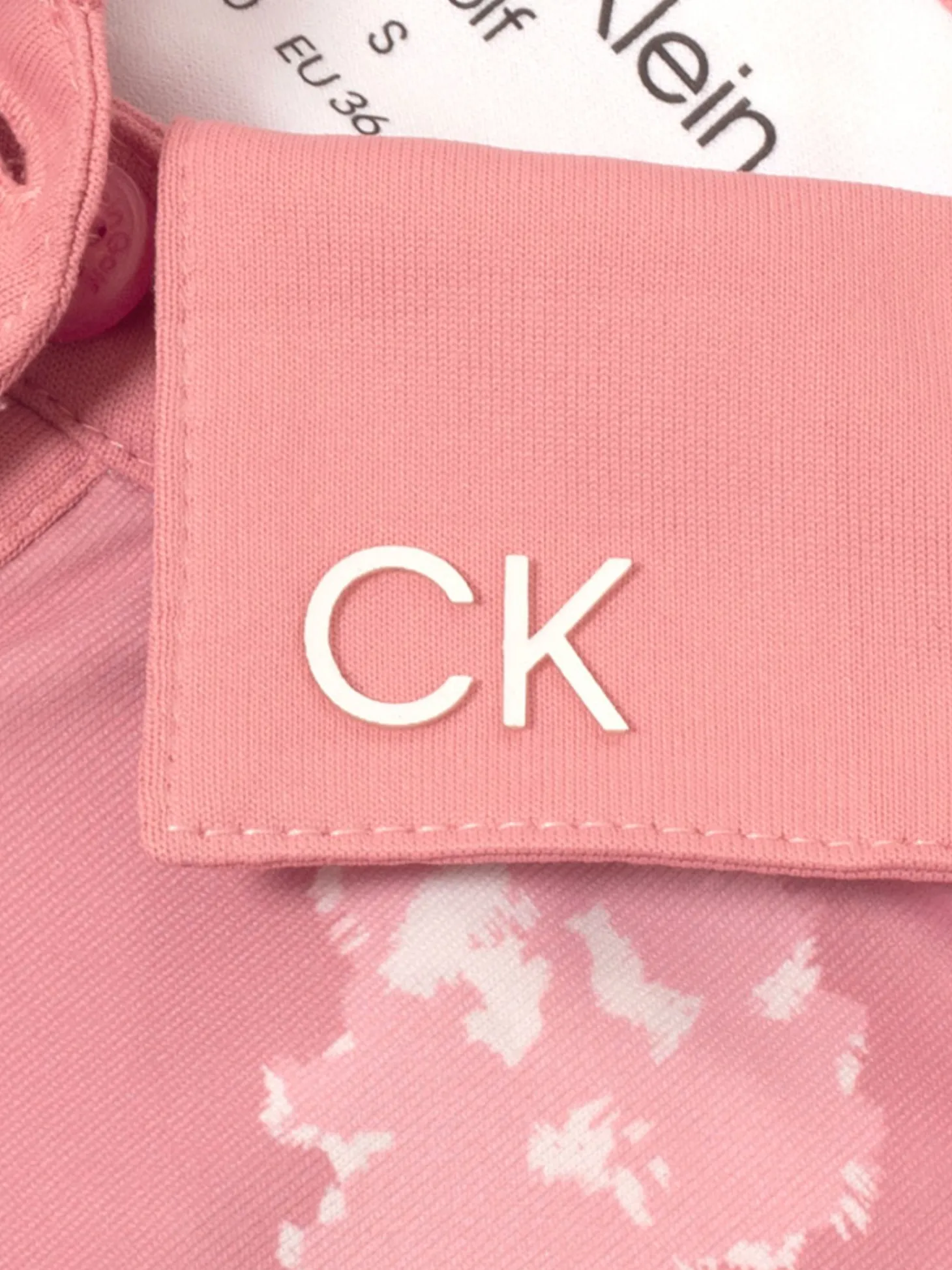 Calvin Klein Womens Harmony Printed Sleeveless Polo Shirt - Powder Pink