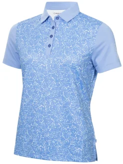 Calvin Klein Womens Harmony Printed Polo Shirt - Cornflower Blue