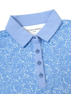 Calvin Klein Womens Harmony Printed Polo Shirt - Cornflower Blue