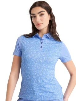 Calvin Klein Womens Harmony Printed Polo Shirt - Cornflower Blue