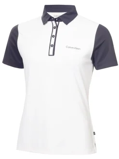 Calvin Klein Womens Leigh Polo Shirt - White/Navy