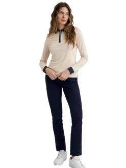 Calvin Klein Womens Mila Long Sleeve Polo - Tapioca