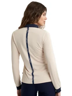 Calvin Klein Womens Mila Long Sleeve Polo - Tapioca