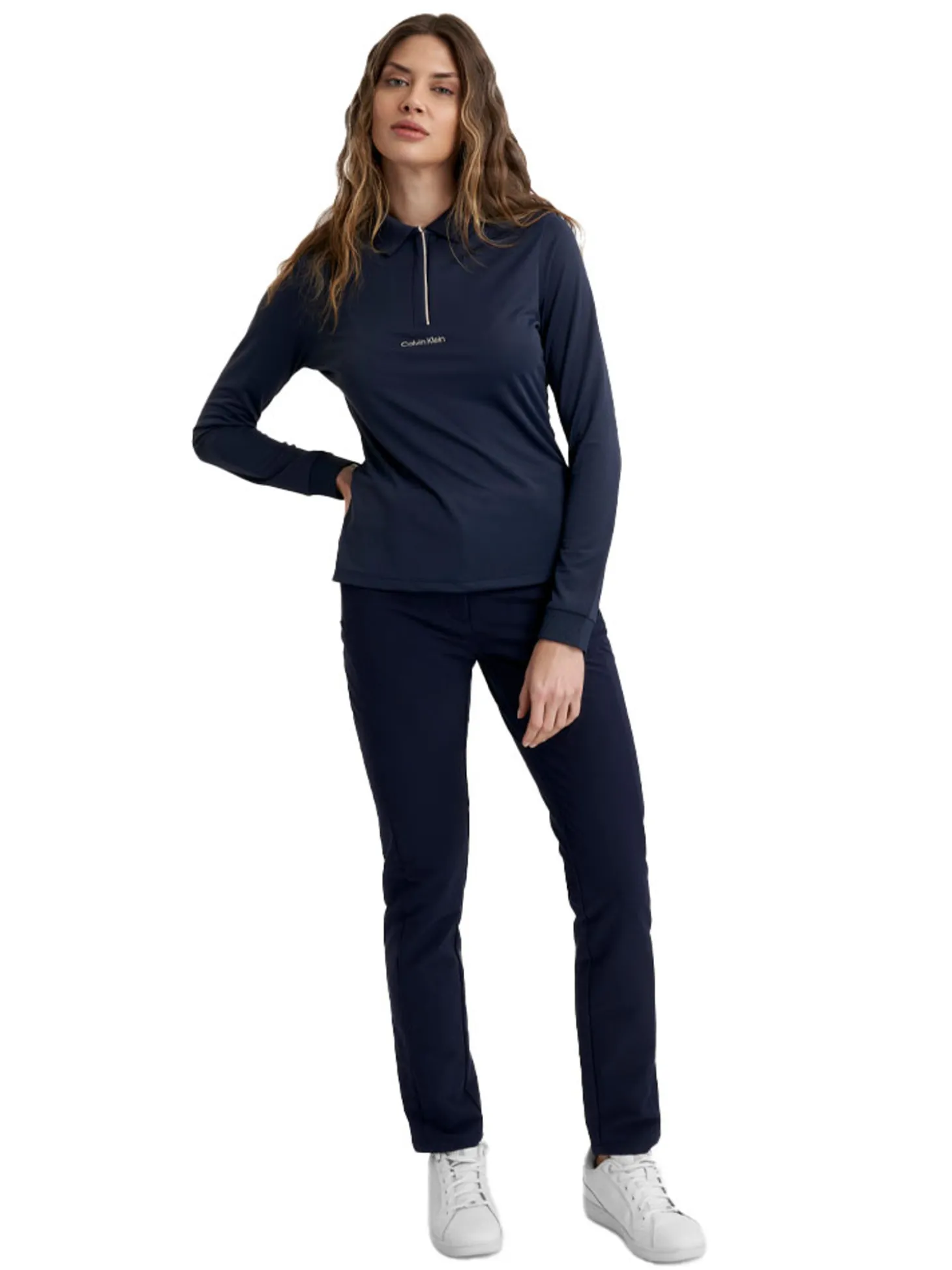 Calvin Klein Womens Mila Long Sleeve Polo - Navy