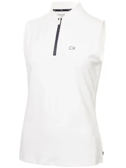 Calvin Klein Womens Tattler Sleeveless Mock Neck Top - White