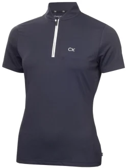 Calvin Klein Womens Tattler Mock Neck Top - Navy