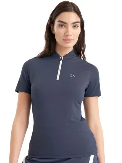 Calvin Klein Womens Tattler Mock Neck Top - Navy