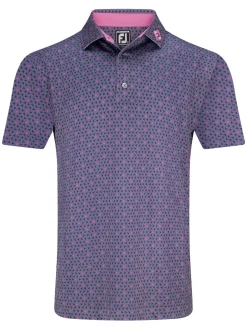 FootJoy Flying Wasp Print Lisle Polo Shirt (Athletic Fit) - Dusk/Black/Pink