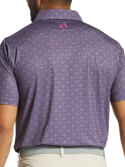 FootJoy Flying Wasp Print Lisle Polo Shirt (Athletic Fit) - Dusk/Black/Pink