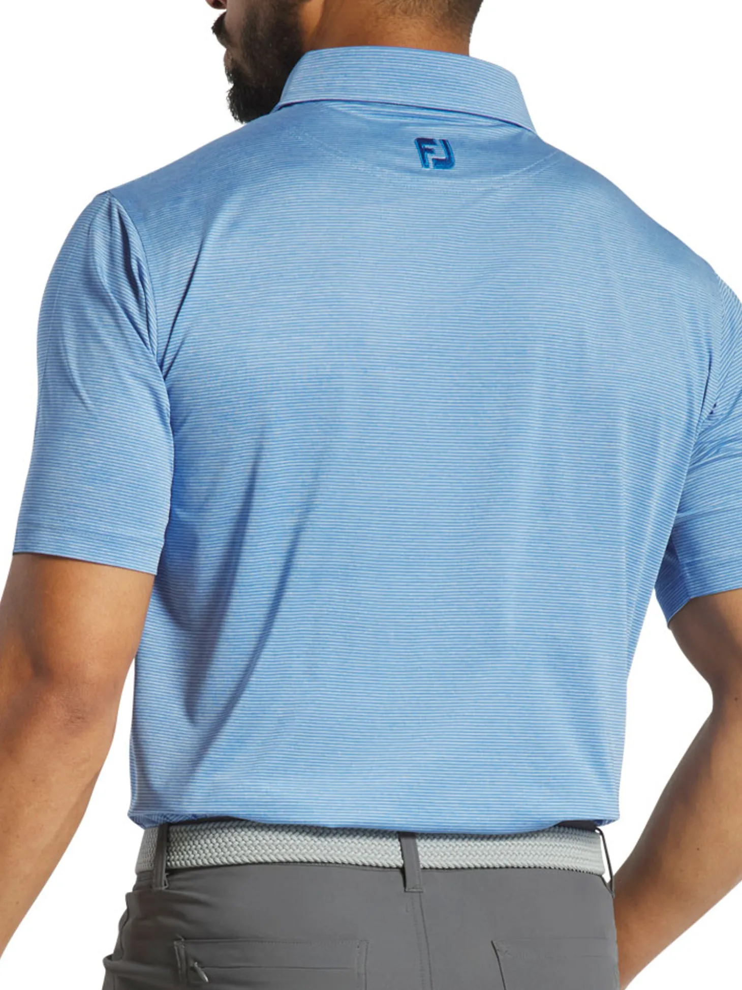 FootJoy Heather Stripe Lisle Polo Shirt - Blue