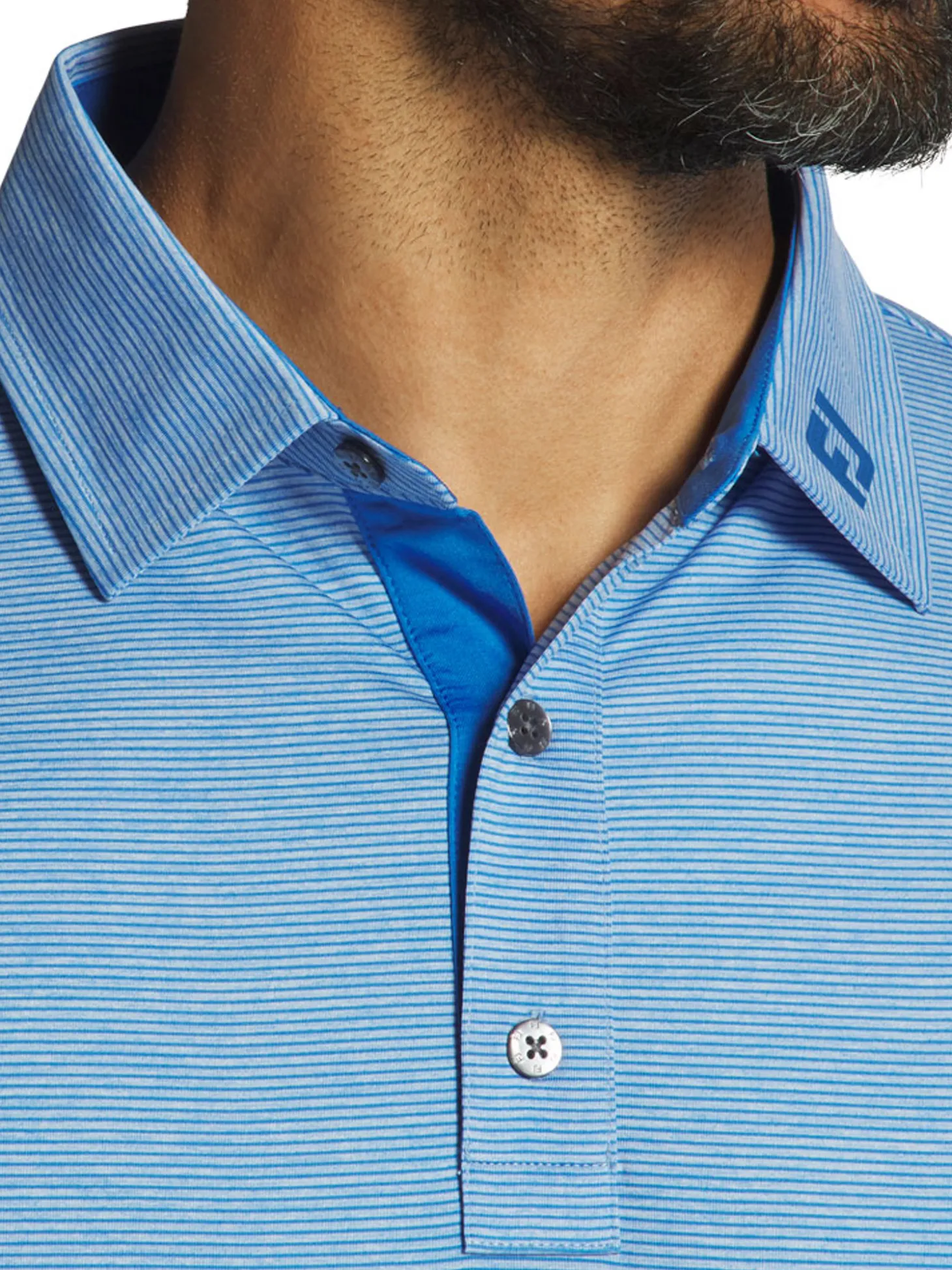FootJoy Heather Stripe Lisle Polo Shirt - Blue