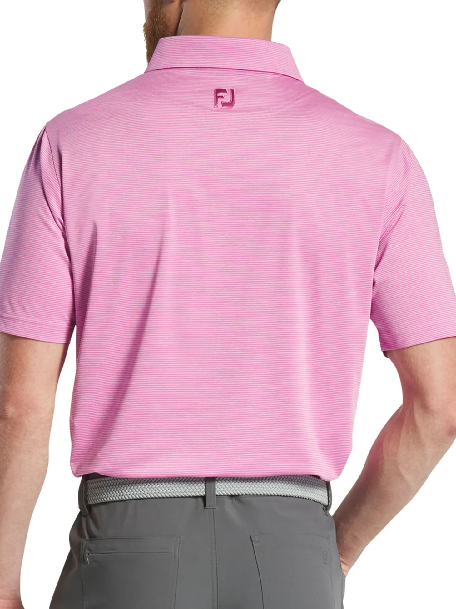 FootJoy Heather Stripe Lisle Polo Shirt - Pink
