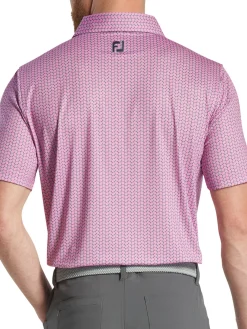 FootJoy Leaf Print Lisle Polo Shirt - Pink/Purple Dusk