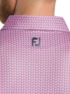 FootJoy Leaf Print Lisle Polo Shirt - Pink/Purple Dusk
