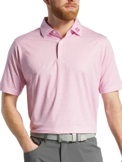 FootJoy Pinwheel Print Lisle Polo Shirt (Athletic Fit) - Pink/White
