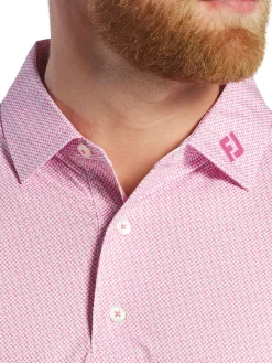 FootJoy Pinwheel Print Lisle Polo Shirt (Athletic Fit) - Pink/White