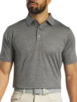 FootJoy Scottish Town Print Lisle Polo Shirt (Athletic Fit) - Charcoal/Black