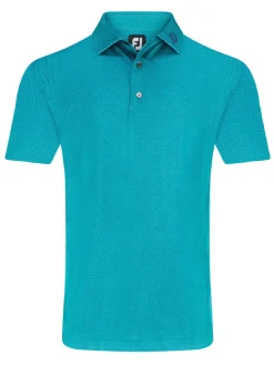 FootJoy Skyscraper Print Lisle Polo Shirt (Athletic Fit) - Blue/Emerald