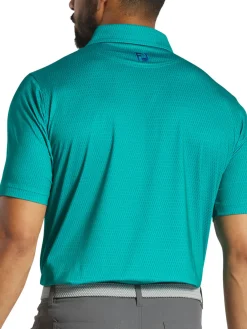 FootJoy Skyscraper Print Lisle Polo Shirt (Athletic Fit) - Blue/Emerald